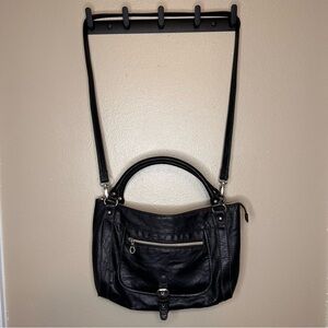 Relic Black Leather Crossbody Bag